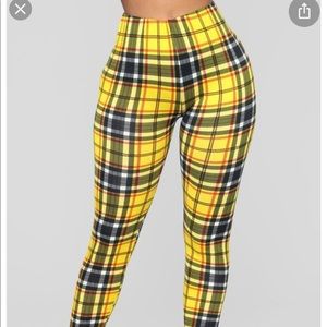 💛Fashion Nova As If Yellow Plaid Pant💛